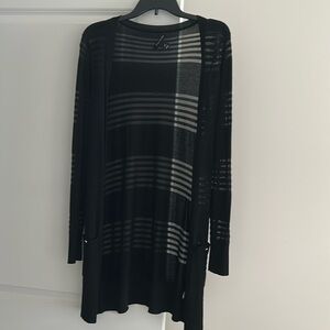WHBM Shadow Stripe Long Sleeve Black Cardigan. Size S